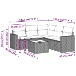 Set Divano da Giardino 6 pz con Cuscini Grigio in Polyrattan