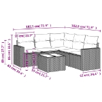 Set Divano da Giardino 6pz con Cuscini Grigio Chiaro Polyrattan