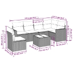 Set Divani da Giardino 7pz con Cuscini Grigio Chiaro Polyrattan