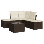 Set Divano da Giardino 6 pz con Cuscini Marrone in Polyrattan