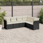 Set Divano da Giardino 6 pz con Cuscini Nero in Polyrattan