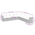 Set Divano da Giardino 9 pz con Cuscini Beige in Polyrattan