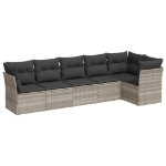 Set Divano da Giardino 6pz con Cuscini Grigio Chiaro Polyrattan