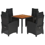 Set da Pranzo da Giardino 5 pz Nero con Cuscini in Polyrattan