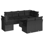 Set Divani da Giardino 9 pz con Cuscini Nero in Polyrattan