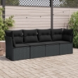 Set Divani da Giardino 4 pz con Cuscini Nero in Polyrattan