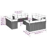 Set Divano da Giardino 13 pz con Cuscini Beige in Polyrattan
