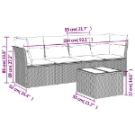 Set Divano da Giardino 5 pz con Cuscini Grigio in Polyrattan