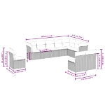 Set Divano Giardino 10 pz con Cuscini Grigio Chiaro Polyrattan