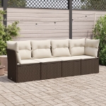 Set Divano da Giardino 4 pz con Cuscini Marrone in Polyrattan