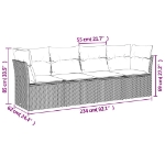 Set Divano da Giardino 4 pz con Cuscini Marrone in Polyrattan