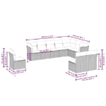Set Divano da Giardino 10 pz con Cuscini Grigio in Polyrattan