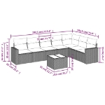 Set Divani da Giardino 8 pz con Cuscini Marrone in Polyrattan