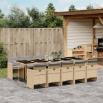 Set Pranzo da Giardino 11 pz con Cuscini Beige Misto Polyrattan