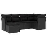 Set Divano da Giardino 6 pz con Cuscini Nero in Polyrattan