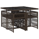 Set da Pranzo da Giardino 5pz con Cuscini in Polyrattan Marrone