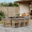 Set Pranzo da Giardino 11 pz con Cuscini Beige Misto Polyrattan