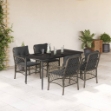 Set da Pranzo da Giardino 5 pz con Cuscini in Polyrattan Grigio