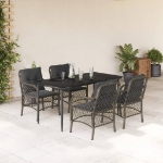 Set da Pranzo da Giardino 5 pz con Cuscini in Polyrattan Grigio