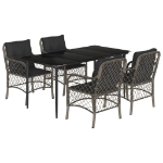 Set da Pranzo da Giardino 5 pz con Cuscini in Polyrattan Grigio