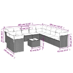 Set Divani da Giardino 12 pz con Cuscini Beige in Polyrattan