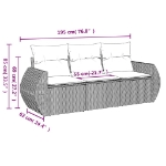 Set Divano da Giardino 3pz con Cuscini Grigio Chiaro Polyrattan