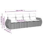 Set Divano da Giardino 4 pz con Cuscini Marrone in Polyrattan