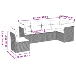 Set Divano da Giardino 6 pz con Cuscini Marrone in Polyrattan