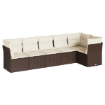 Set Divano da Giardino 6 pz con Cuscini Marrone in Polyrattan