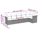 Set Divano da Giardino 6 pz con Cuscini Marrone in Polyrattan