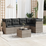 Set Divano da Giardino 6pz con Cuscini Grigio Chiaro Polyrattan