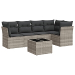 Set Divano da Giardino 6pz con Cuscini Grigio Chiaro Polyrattan