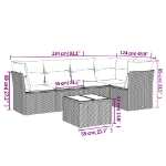 Set Divano da Giardino 6pz con Cuscini Grigio Chiaro Polyrattan