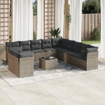 Set Divani da Giardino 12 pz con Cuscini Grigio in Polyrattan
