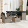 Set Divano da Giardino 6pz con Cuscini Grigio Chiaro Polyrattan