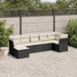 Set Divani da Giardino con Cuscini 7pz Nero Polyrattan