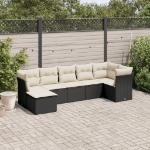 Set Divani da Giardino con Cuscini 7pz Nero Polyrattan