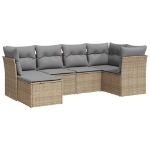 Set Divano da Giardino 6 pz con Cuscini Beige in Polyrattan