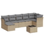 Set Divano da Giardino 8 pz con Cuscini Beige in Polyrattan