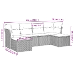 Set Divano da Giardino 6pz con Cuscini Grigio Chiaro Polyrattan