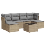 Set Divani da Giardino 7 pz con Cuscini Beige in Polyrattan
