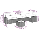 Set Divani da Giardino 7pz con Cuscini Grigio Chiaro Polyrattan
