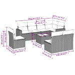 Set Divano da Giardino 9 pz con Cuscini Grigio in Polyrattan