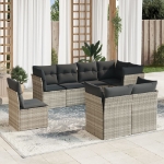 Set Divano da Giardino 8pz con Cuscini Grigio Chiaro Polyrattan