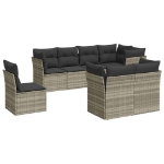 Set Divano da Giardino 8pz con Cuscini Grigio Chiaro Polyrattan