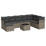 Set Divano da Giardino 9 pz con Cuscini Grigio in Polyrattan
