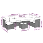 Set Divano da Giardino 9 pz con Cuscini Grigio in Polyrattan
