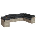 Set Divano Giardino 10 pz con Cuscini Grigio Chiaro Polyrattan