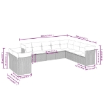 Set Divano Giardino 10 pz con Cuscini Grigio Chiaro Polyrattan