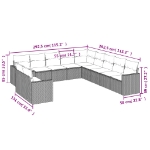 Set Divani da Giardino 11 pz con Cuscini in Polyrattan Grigio